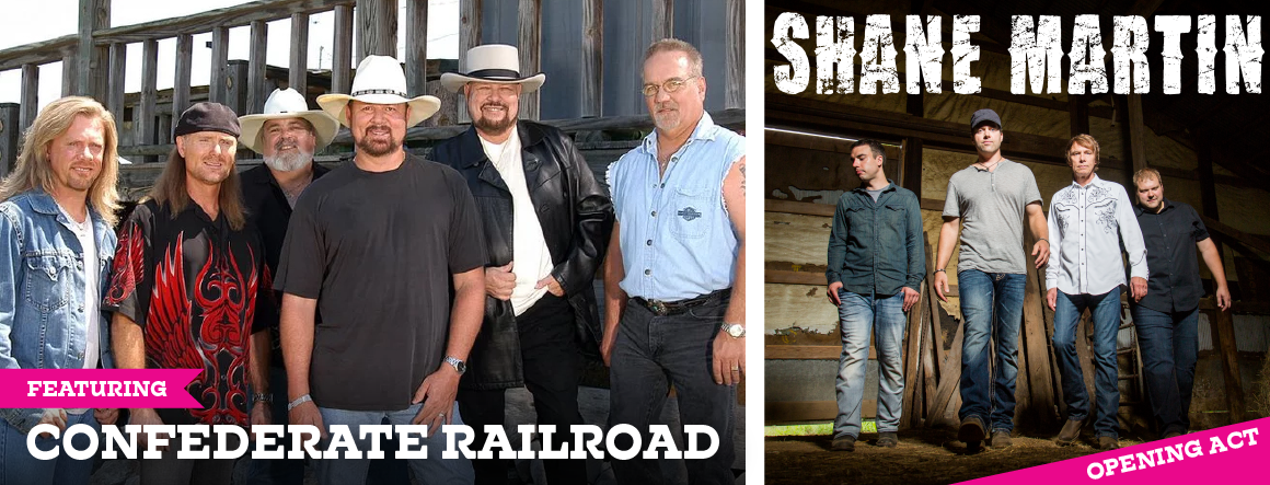 promo photos of Confederate Railroad and Shane Martin Band
