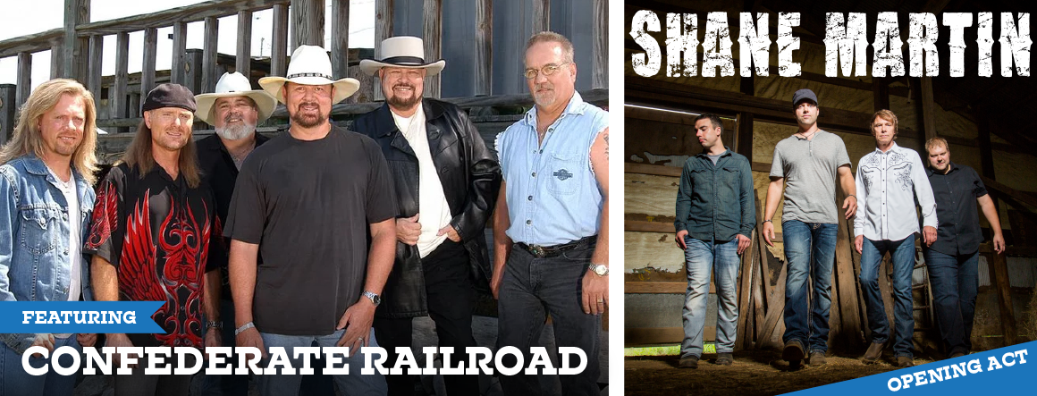 promo photos of Confederate Railroad and Shane Martin