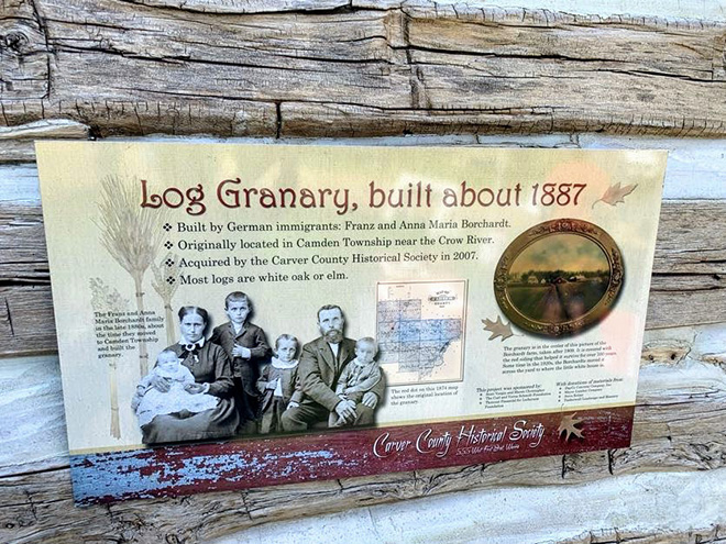 a sign on the CCHS log granary states it was built around 1887