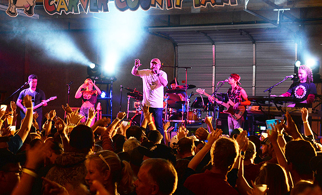 Johnny Holm Band performing on stage at the Carver County Fair