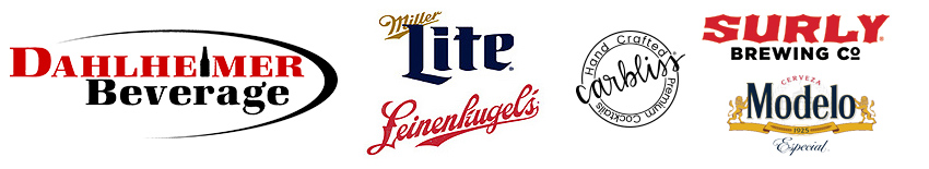 Dahlheimer Beverage logo, Miller Lite, Leinenkugels, Carbliss, Surly Brewing and Modelo logos