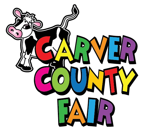 Carver County Fair stacked logo with Tippy the cow